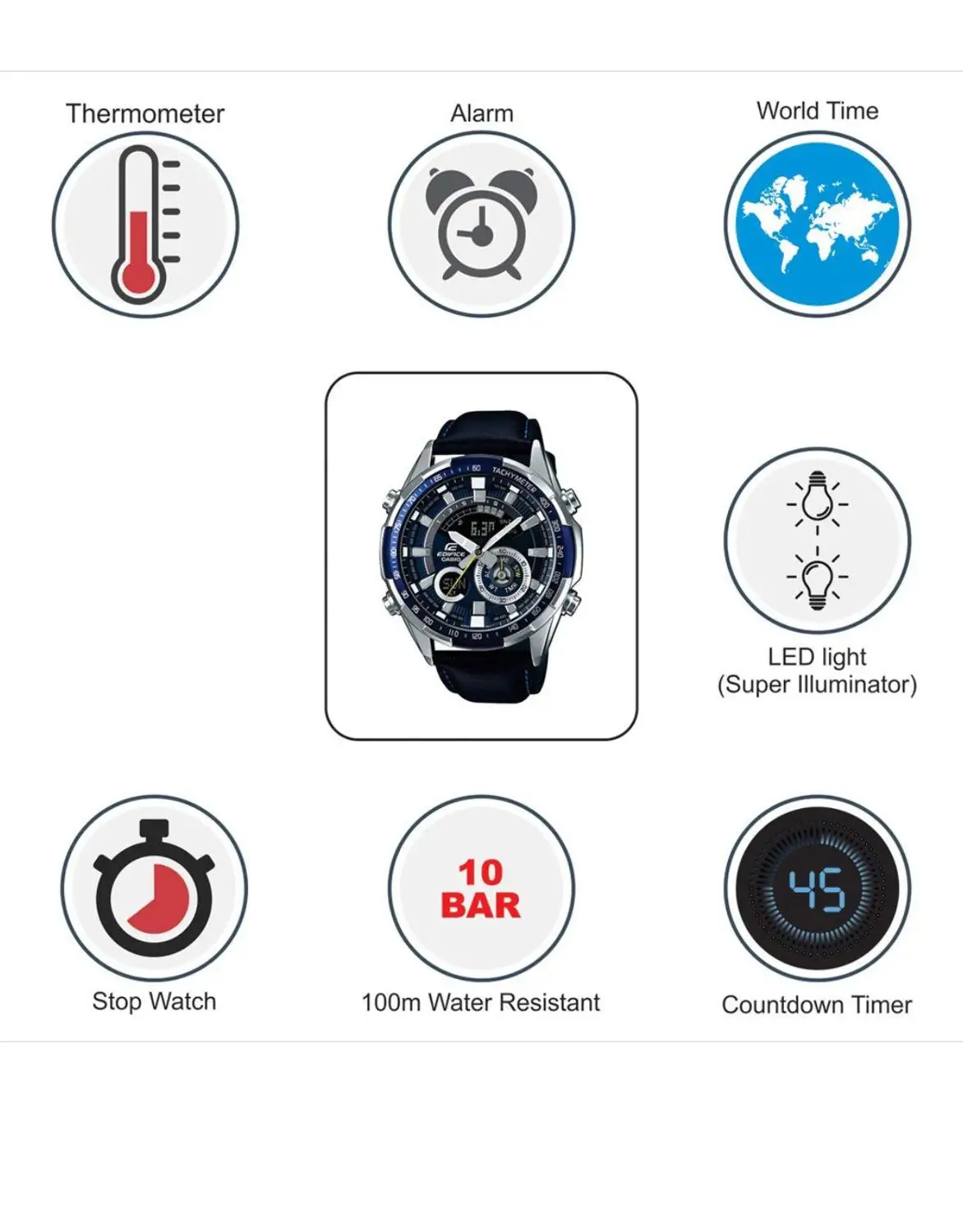 Casio Edifice ERA-600GL-2AVUDF мужские часы брендовые Роскошные Кварцевые водонепроницаемые спортивные военные часы relogio masculino