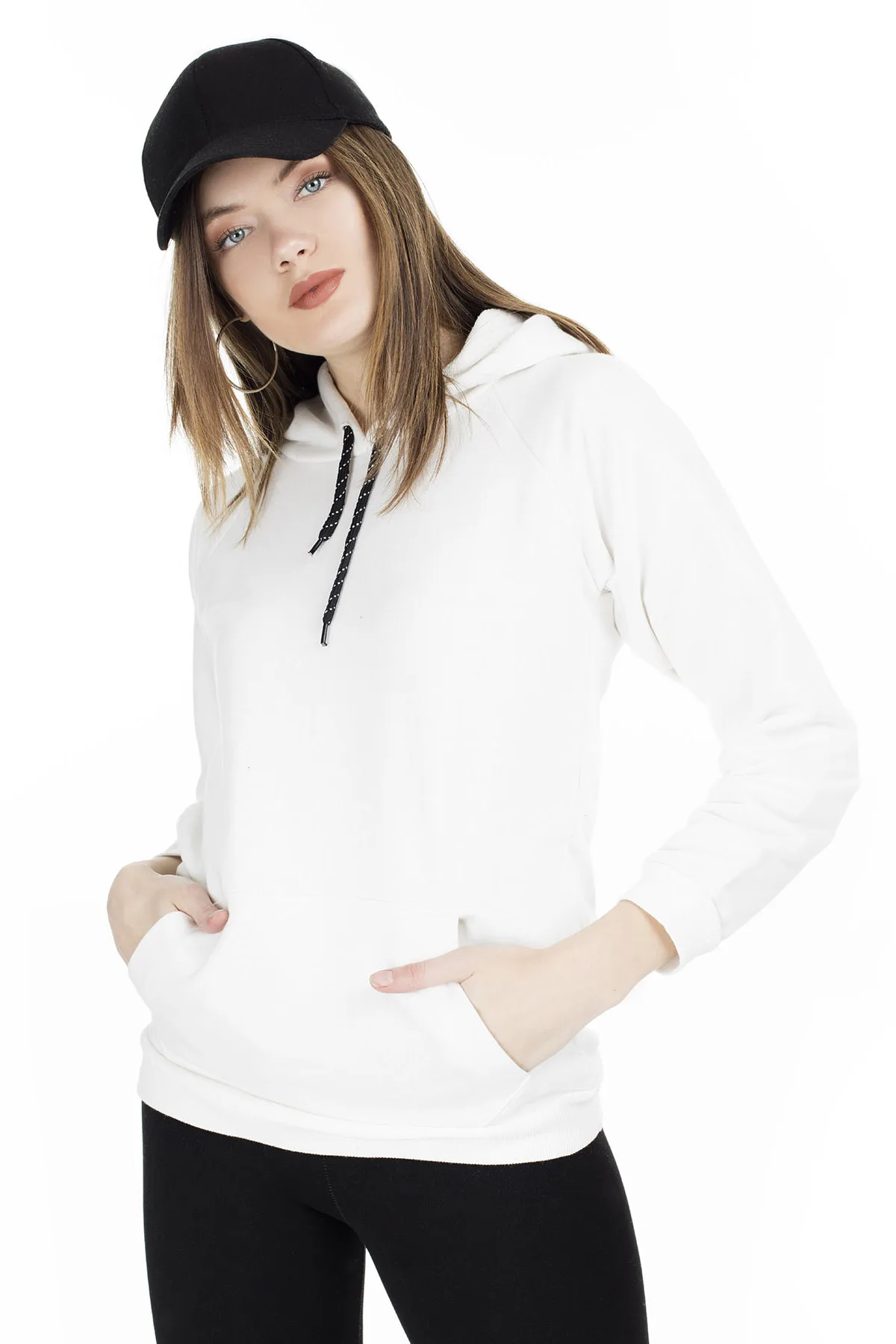 Женские свитшоты с капюшоном и карманами Lela 5413020 - Цвет: Экрю