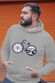 

Angemiel Wear Bicycle Tekerinde Compass Mountain Gray Men 'S Hooded Sweatshirt