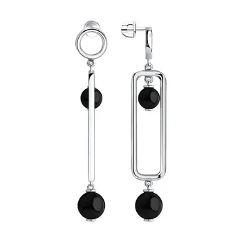 

Sokolov drop earrings with stones in silver with agate, fashion jewelry, 925, women's male, long earrings