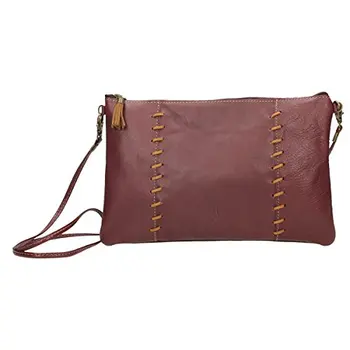 

Handbag women leather 1ª quality, zipper closure, double handle shoulder and hand, 28x19x2 cm. Made in Spain. Garnet Color