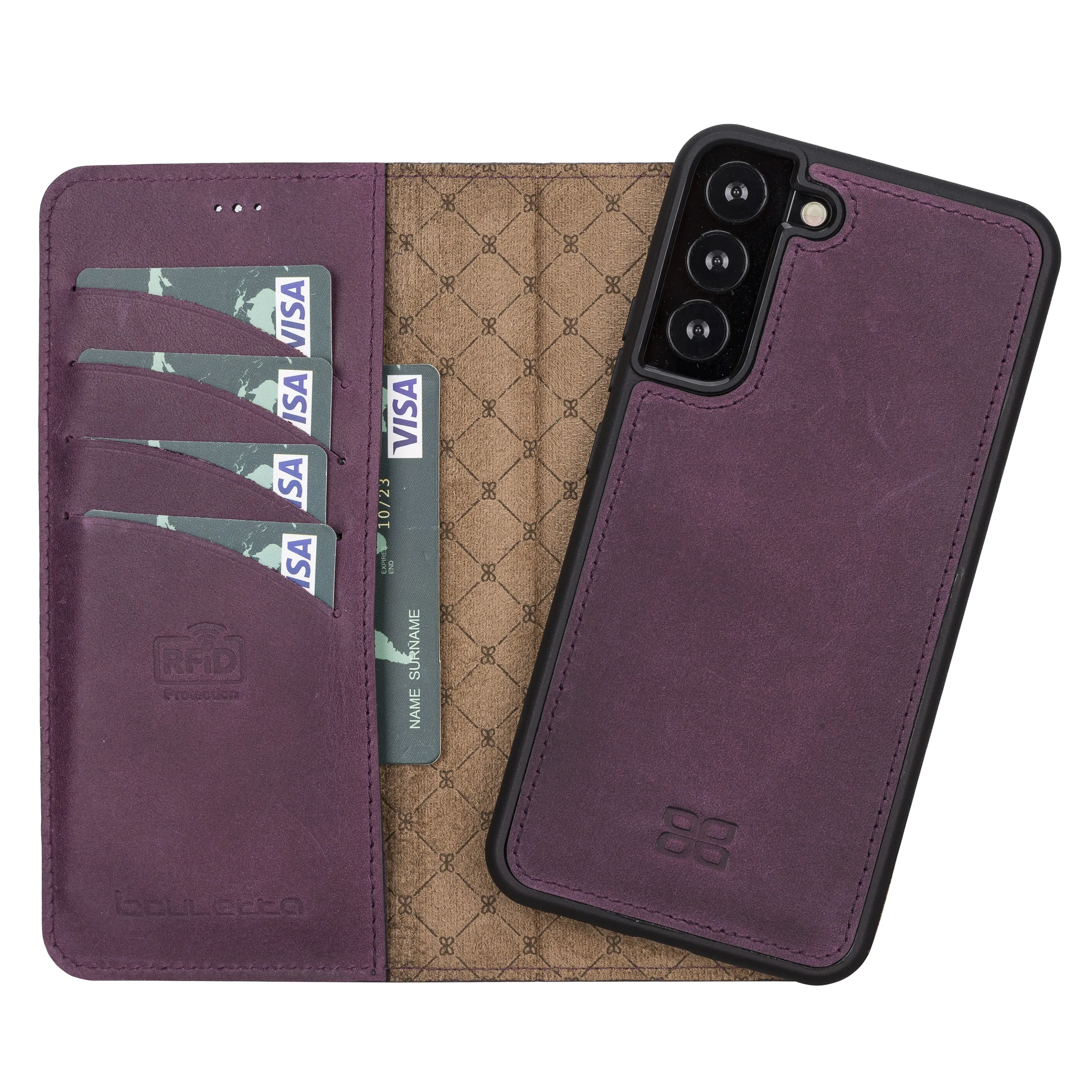 

Genuine Leather Handmade Magnetic Wallet Phone Case for Samsung Galaxy S22 Plus Rfid Wireless Charge Compatible with CardHolder