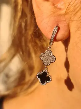 

Silver earrings rhodium plated with black onyx and cubic zirconia