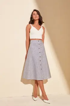 

Trendyol Button Detail Striped Skirt TWOSS20ET0239