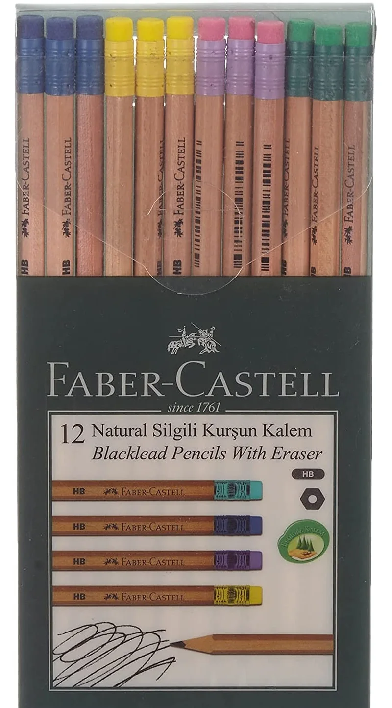 Faber-Castell Matita Per Gomma Naturale Con Cappuccio Matita Per Studenti Da 12 Pezzi