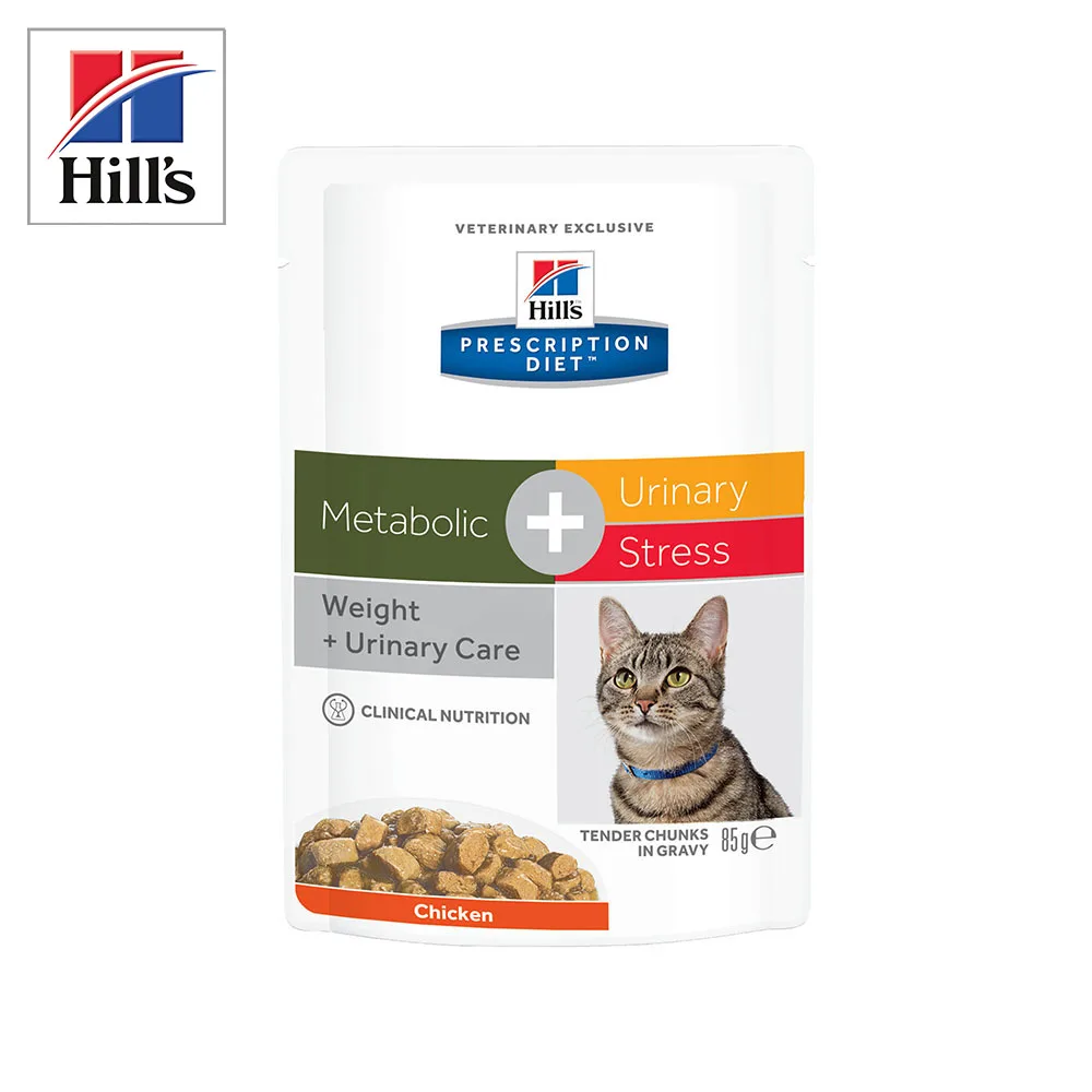 Влажный диетический корм для кошек Hill's Prescription Diet Metabolic Urinary Stress Feline при цистите, с курицей 85г*12