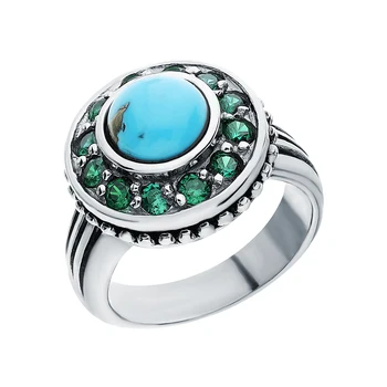 

Silver ring with turquoise and cubic zirconia sunlight sample 925
