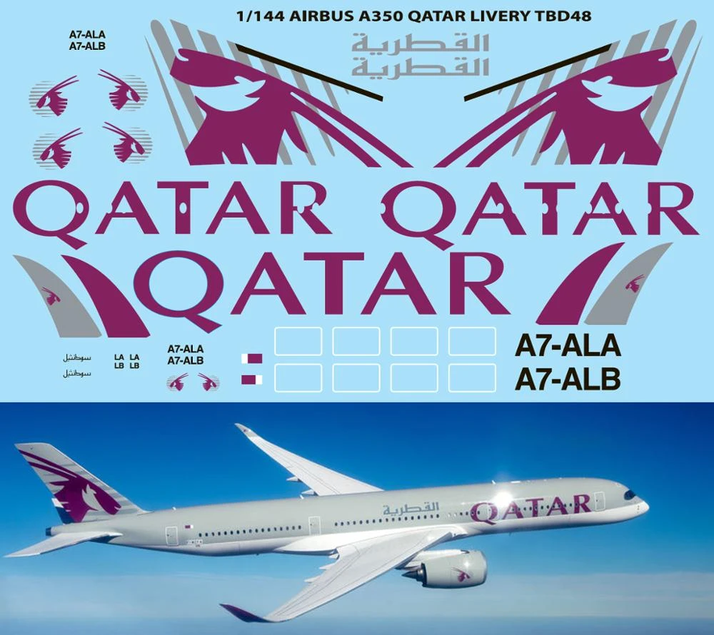 1/144 Airbus A350 Qatar Livery for Revell Decals TB Decal TBD48| | -  AliExpress