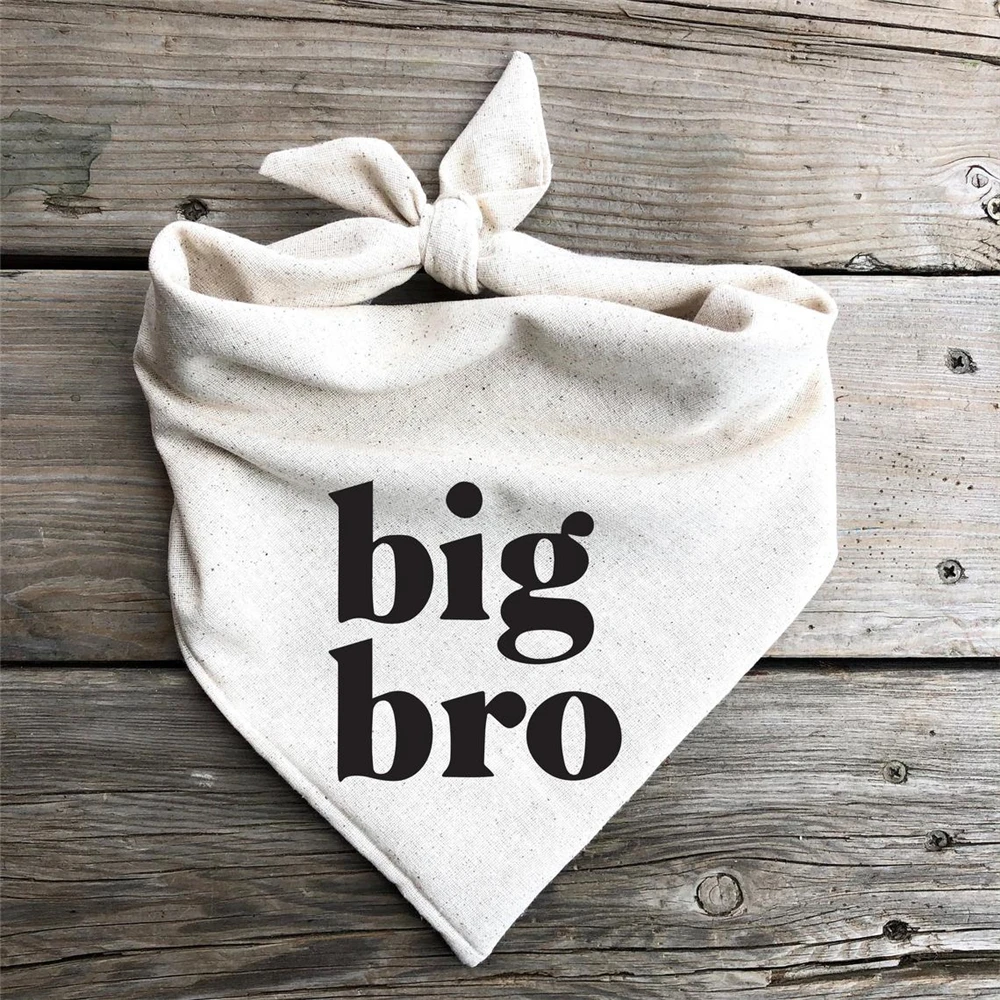 

Personalize Date Big Bro Dog bandana pregnancy announcement baby photos new baby minimalist minimal style simple oatmeal cream