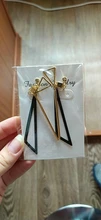 Pendientes con Clip geométrico triangular para mujer, joyería con personalidad coreana, sin Piercing, aretes largos de borla para mujer