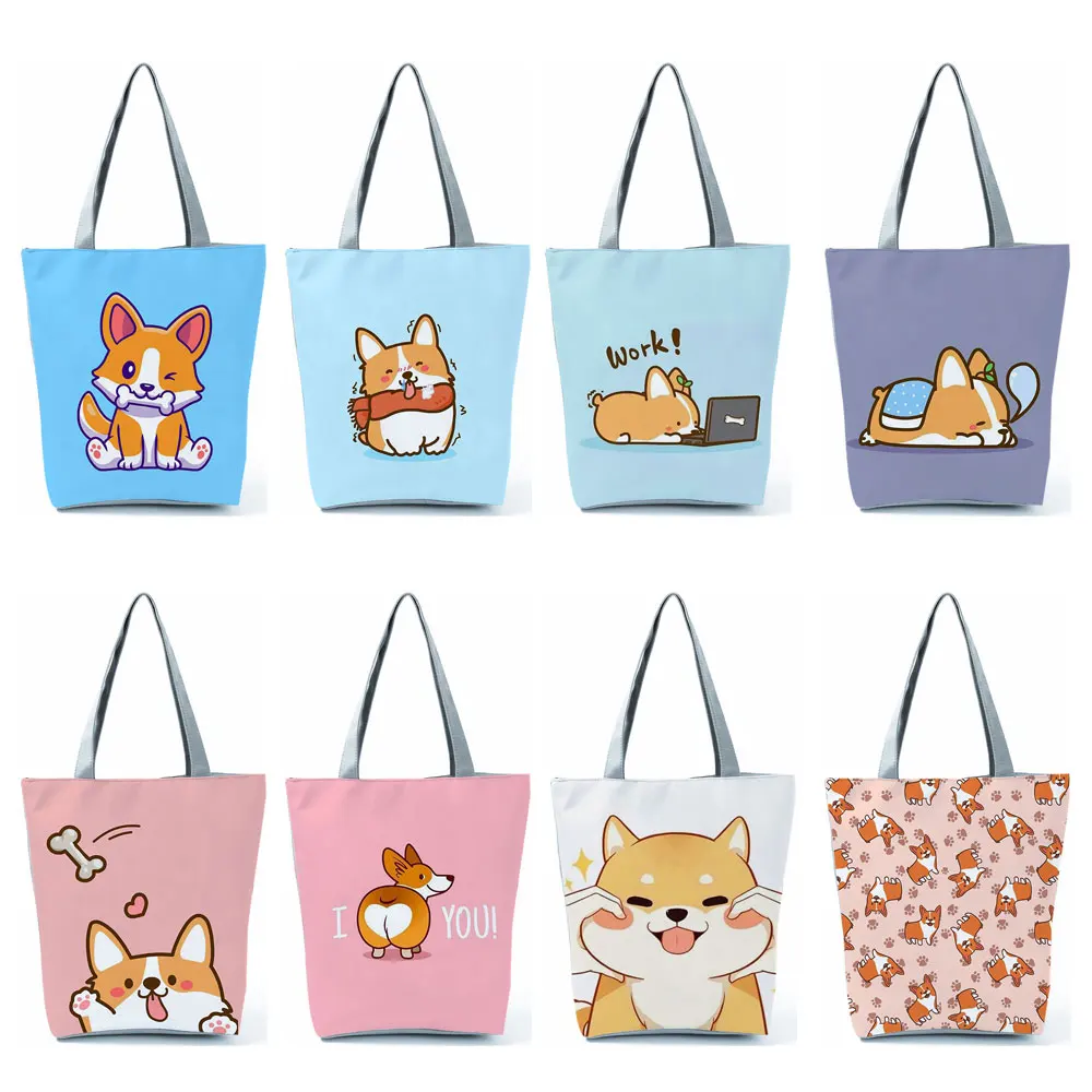 

Сумки с принтом Corgi, многоразовые сумки для продуктов, складные сумки для путешествий, эко-сумка для покупок, отличный подарок, женская сумка
