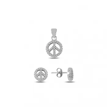 

Angemiel 925 Silver Zircon Stone Peace Sign Set