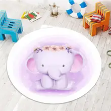 Else Фиолетовый Слоны цветы для девочек 3d узор принт противоскользящие сзади круглые ковры области ковры для детей Детская комната