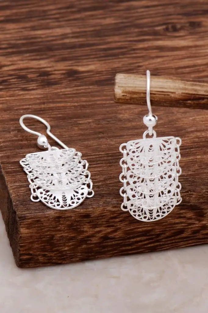 

Filigree Shaking Silver Earring 4617 High Quality Hand Made Original Filigree Silver Jewellery Gift for Women