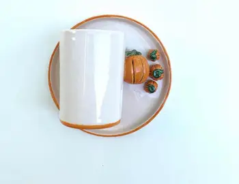 

Handmade 2020 trend high quality pumpkin figured ceramic turkish coffee green tea nescafe cup and saucer