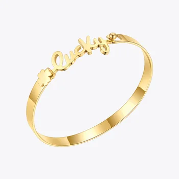 ENFASHION Stainless Steel Letter Bangle Gold Color Bracelet For Women Fashion Jewelry Initial Bracelets Set Pulseras Mujer B2271 5