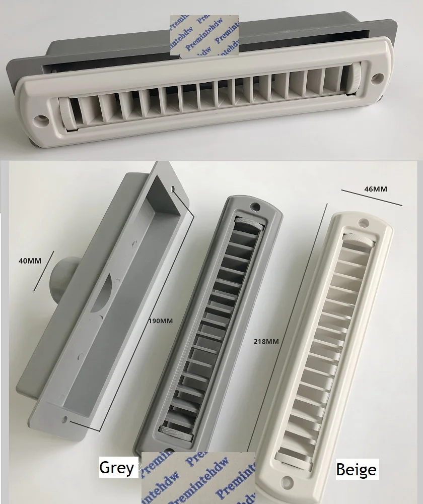 

2Pcs Beige Grey BlackRectangle ABS Air Duct Vent Outlet Dispenser Air Conditioner Flow Adjustable RV Travel Trailer Car Caravan