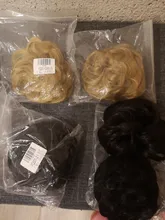 AOSIWIG corto rizado lazo con elástico para el cabello moño resistencia al calor de caucho sintético banda Scrunchie pelo de cola de extensión para las mujeres