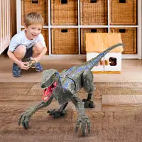 Remote Control Dinosaur Toys Kids RC Electric Walking Jurassic Dinosaur Simulation Velociraptor Toy With LED Light And Roaring 1