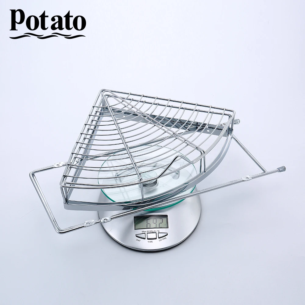 Potato Bathroom Shower Shelf Corner Shampoo Soap Cosmetic Basket Holder Hot Sale 2 Layer Triangular Rack Storage Organizer p329