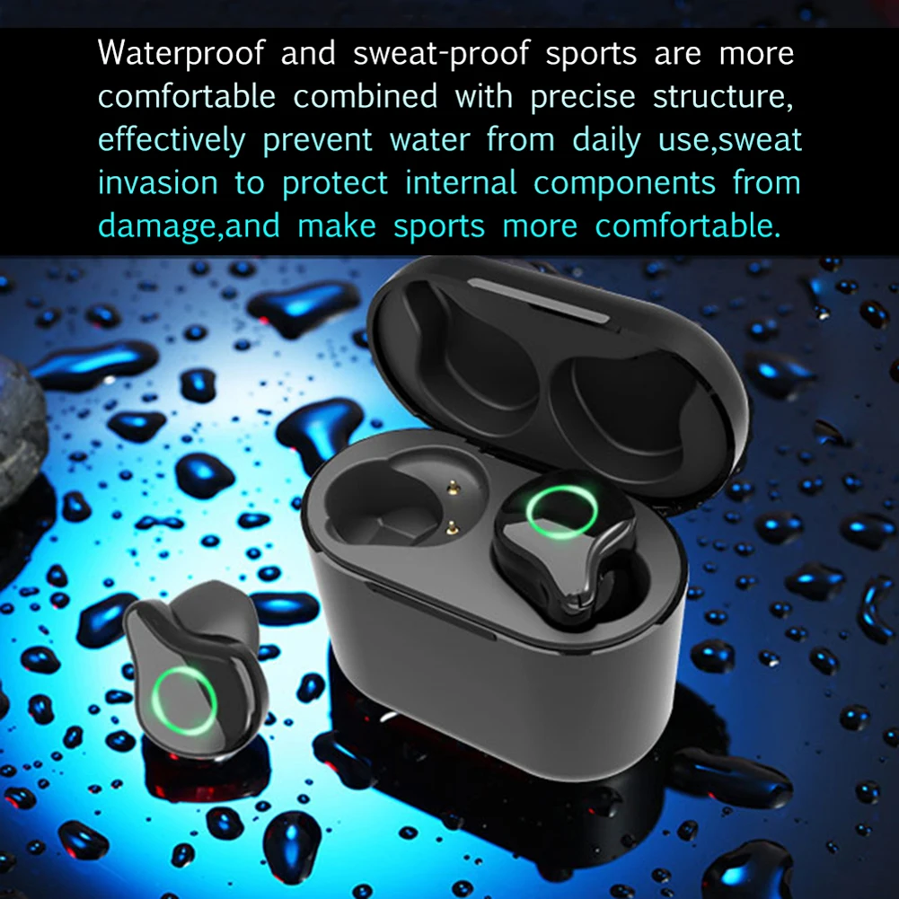 Черный R6 TWS Беспроводная bluetooth-гарнитура 5,0 стерео комфорт в ухо Smart Touch с зарядным чехлом Hands-free для спорта портативный