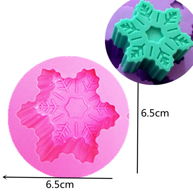 1Pcs 3D Christmas Decorations Snowflake Chocolate Mold DIY Fondant Baking Cooking Cake Decorating Tools Silicone Candle Mold MouldC