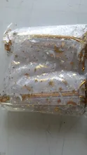 Bolsa de gasa de 50 Uds., bolsas negras de estrellas y luna de 9*12cm, paquete de organza de diseño especial, regalo de boda bronceado, paquete de joyería de dulces