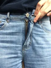 Mom Jeans Leg-Trousers Straight-Pants Washed Boyfriends Cowboy Vintage High-Waist Wide