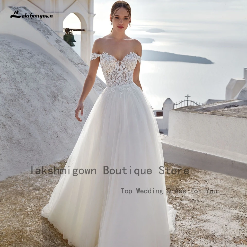 reception dress for bride Lakshmigown Off the Shoulder Beach Wedding Dress Summer 2022 Robe Corset Princess Bridal Boho Wedding Gowns Lace Appliques plus size wedding dresses