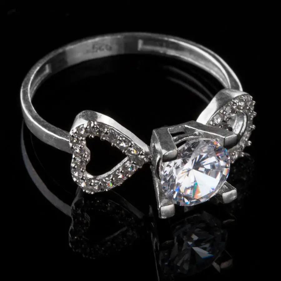 

Women Heart Style Zircon Gemstone Ring Arabic Letter Vav Ring Wedding Engagement Gifts High Quality Promise Ring