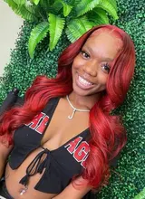 Pelucas de cabello humano con encaje frontal 13x4 para mujer, 180% ombré rojo borgoña, pelucas brasileñas de cabello ondulado rojo Remy prearrancado