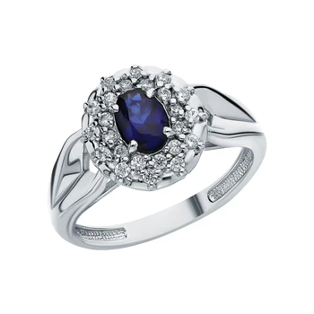 

Silver ring with sapphires and cubic zirconia sunlight