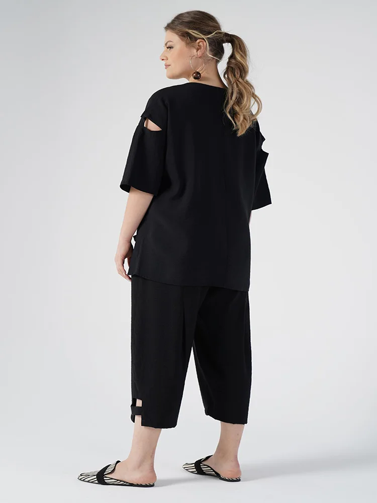 V-Neck Pieced Sleeve Plus Size Blouses For Women 4xl 5xl 6xl 2022 New Season Women's Tops Black And White Color Options