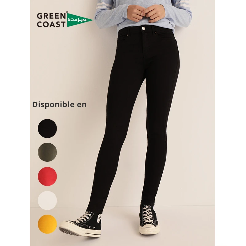 Green Coast El Corte Inglés Pantalones Vaquero Jeans Pitillo Mujer Cinco Bolsillos Musgo Blanco Amarillo Rojo|Overoles y - AliExpress