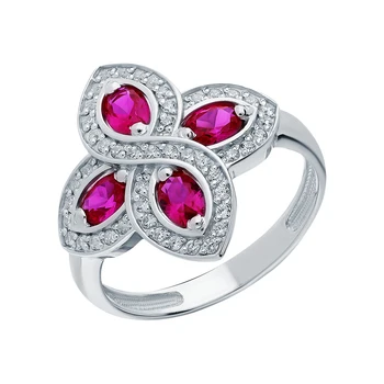 

Silver ring with cubic zirconia and spinels synthetic sunlight sample 925