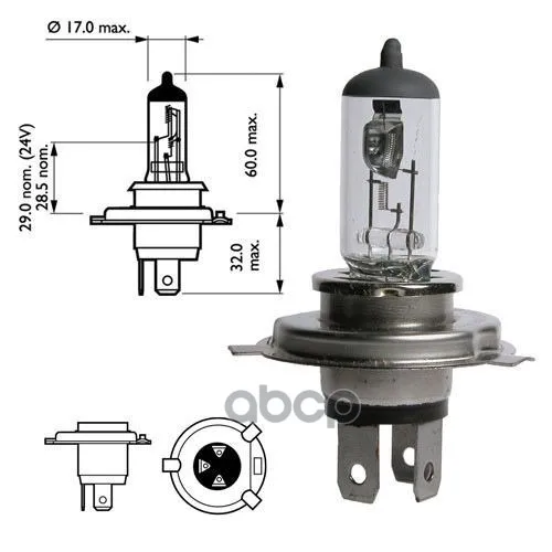 Лампа Галогенная H4 12v 60/55 W P43t-38 Narva арт. 48881 | Автомобили и мотоциклы