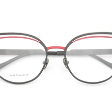 Женские тонкие уникальные металлические очки "кошачий глаз" из чистого титана с бабочкой и полной оправой, новые модные легкие специальные оправы для очков