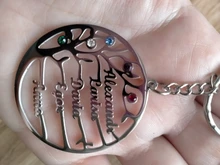 Auxauxme personalizada Birthstone árbol de llaveros de la vida de acero inoxidable miembro de la familia llavero de árbol regalos de cumpleaños para mamá y papá