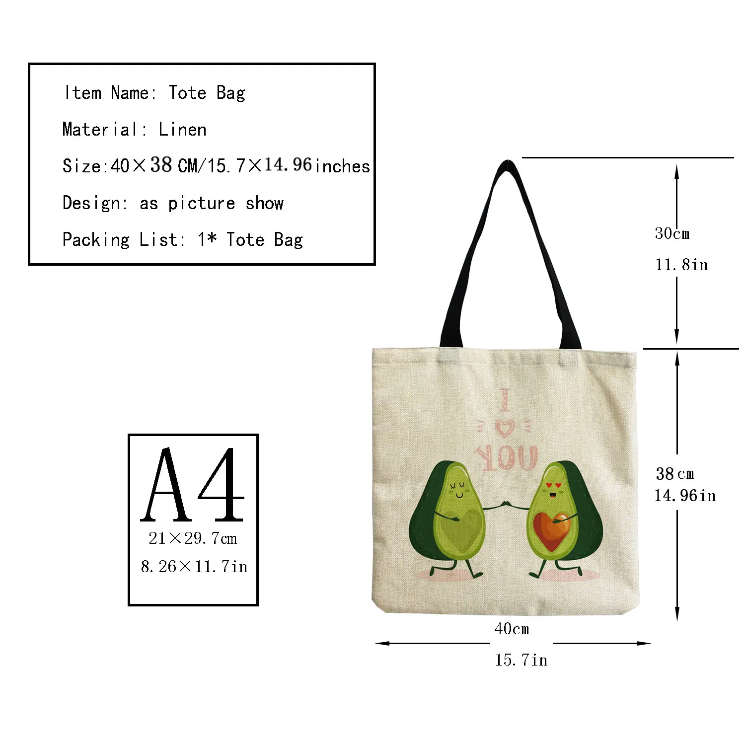 Cartoon Avocado Fashion Fruit Printed Shopping Bag Outdoor Portable Women Shoulder Bag Eco Friendly High Capacity Foldable Tote 2