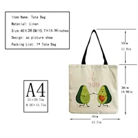 Cartoon Avocado Fashion Fruit Printed Shopping Bag Outdoor Portable Women Shoulder Bag Eco Friendly High Capacity Foldable Tote 2
