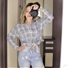 KarSaNy Boyfriend Oversized Shirt Plaid For Women Blouses And Tops Spring Loose Plaid