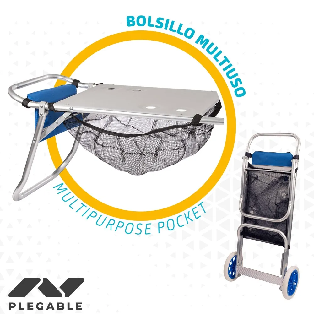 Carrito Mesa Playa Portatil Heladera Plegable Aluminio Mor