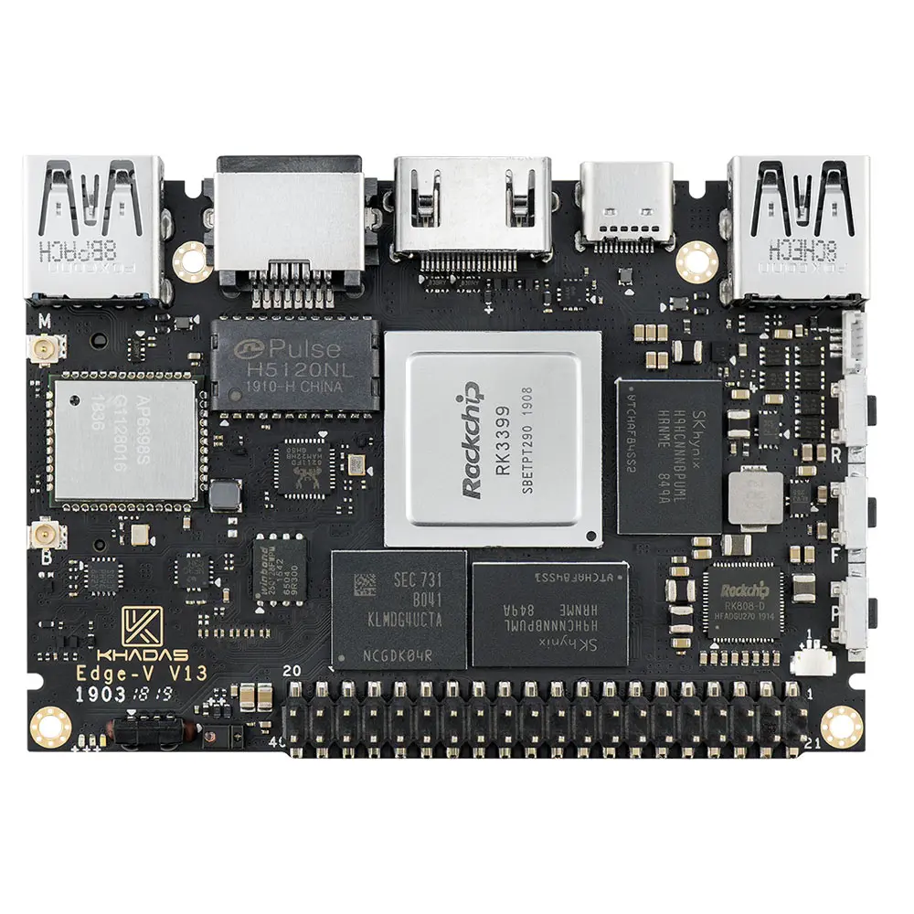 Smartfly Khadas Edge-V Rockchip RK3399 ARM SBC/одноплатный компьютер 4 Гб LPDDR4 128 ГБ EMMC поддержка Linux Ubuntu Debian Android