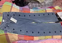 Pantalones vaqueros de las mujeres de la primavera y otoño de 2021 nuevo coreano amor bordado pantalones informales rectos slim de cintura alta pantalones vaqueros de las mujeres B018