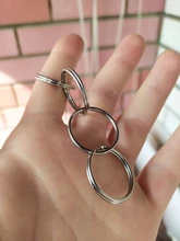 10 unids/lote 12mm 15mm 20mm 25mm 28mm agujero de acero inoxidable anillo de llave cadena chapado en rodio partido redonda llavero