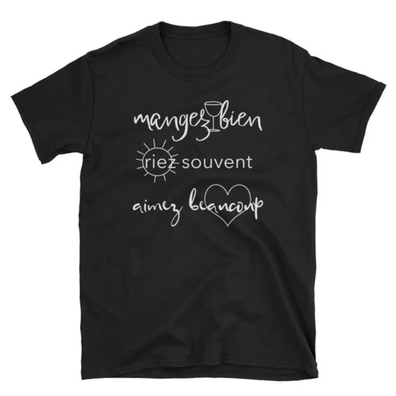 Eat Smile Love T-shirt in French Quote Shirts with Sayings ngez Riez Aimez France Gifts Fashion tshirt Inspirat | Мужская одежда