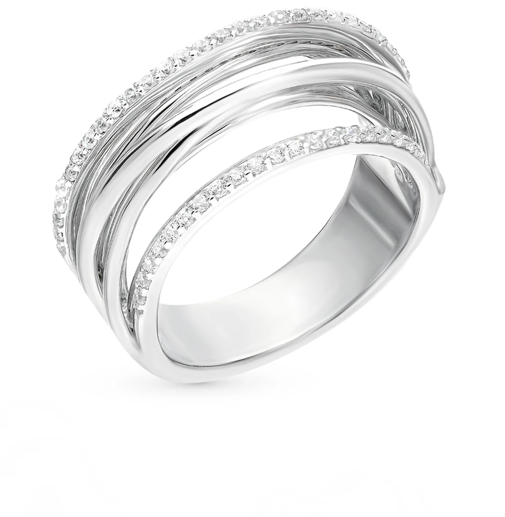 Серебряное кольцо с фианитами SUNLIGHT проба 925