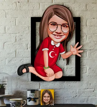 

Personalized Female Child Caricature OF 3D Wood Tablo-2 Reliable Quality Cost Effective Gift Decoration Modern fun