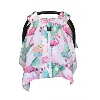 

Cotton The Workshop Flamingo Muslin Stroller cover