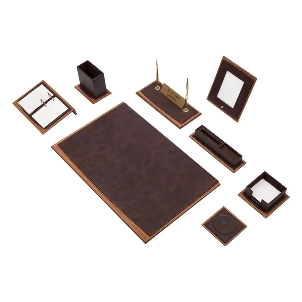 Brown Star Lux Кожаный стол Набор 10 шт - Цвет: Brown